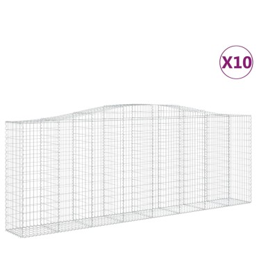 vidaXL Συρματοκιβώτια Τοξωτά 10 τεμ. 400x50x140/160 εκ. Γαλβαν. Ατσάλι