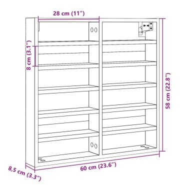 vidaXL Βιτρίνα Γκρι Σκυροδέματος 60x8,5x58cm από Επεξεργασμένο Ξύλο