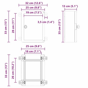 vidaXL Ντουλάπι Ελέγχου Γκρι 32 x 13 x 33 εκ ΑΒΣ Πλαστικό