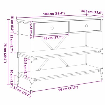 vidaXL Τραπέζι κονσόλας με συρτάρι Καφέ 100x34,5x75cm ξύλο 1 τεμ.