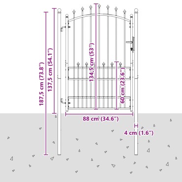 vidaXL Πύλη Φράχτη με Ακίδες EMMEN 104 x 134,5 cm Κλειδώσιμο
