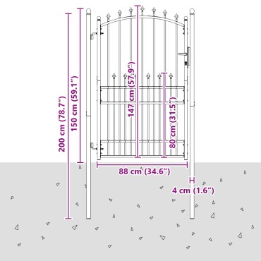 vidaXL Πύλη Φράχτη με Ακίδες EMMEN 104 x 147 cm Κλειδώσιμο