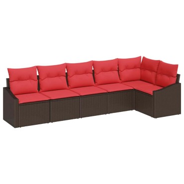 vidaXL Σετ Καναπέ 6 τεμ. Καφέ συνθετικό ρατάν 55×55×37cm