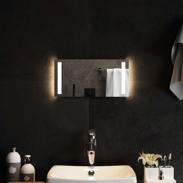 vidaXL Καθρέφτης μπάνιου LED Διαφανές 40 x 20 cm σκληρυμένο γυαλί
