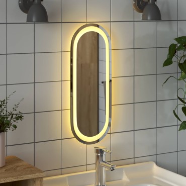 vidaXL Καθρέφτης μπάνιου LED Διαφανές 40 x 15 cm σκληρυμένο γυαλί