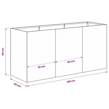 vidaXL Γλάστρα Κήπου Ασημί 120 x 40 x 60 εκ Γαλβανισμένος Χάλυβας