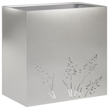 vidaXL Γλάστρα Κήπου Ασημί 50 x 30 x 49 εκ Ανοξείδωτο Ατσάλι