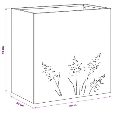 vidaXL Γλάστρα Κήπου Ασημί 50 x 30 x 49 εκ Ανοξείδωτο Ατσάλι