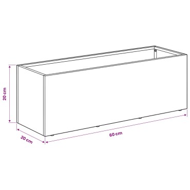 vidaXL Γλάστρα Κήπου Μαύρο 60 x 20 x 20 εκ. Ψυχρής έλασης χάλυβας