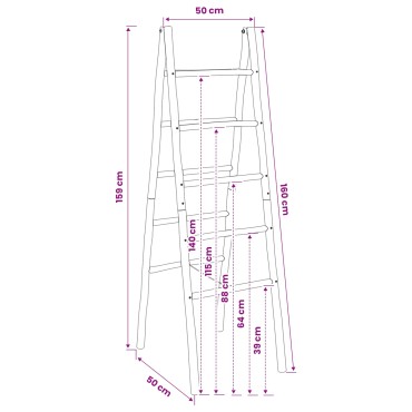 vidaXL Διπλής όψης σκάλα για κουβέρτες Μαύρο 50 x 50 x 159 εκ Μπαμπού