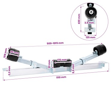 vidaXL Κάτω Στήριξη Τρέιλερ Σκάφους 90,5 x 12 x 32 εκ. Ασημί
