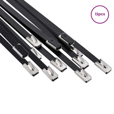 vidaXL Δέσιμο Καλωδίου 12 τμχ. 4,6 x 300 χιλ. Μαύρο
