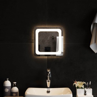 vidaXL Καθρέφτης μπάνιου LED Διαφανές 30 x 30 cm σκληρυμένο γυαλί