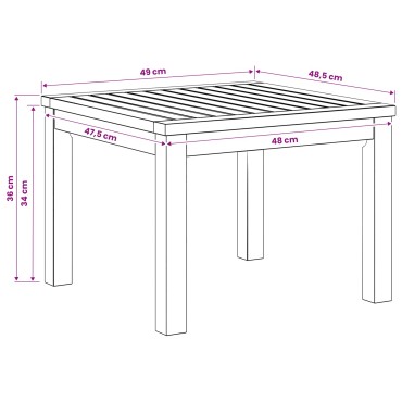 vidaXL Τραπεζάκι σαλονιού Φυσικό 49x48,5x36cm Στερεό Ξύλο Ακακίας 1 τεμ.