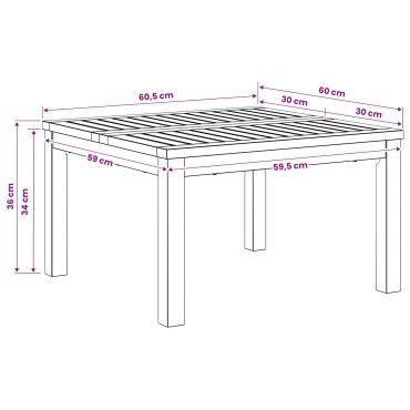 vidaXL Τραπεζάκι σαλονιού Φυσικό 60x60,5x36cm 1 τεμ.