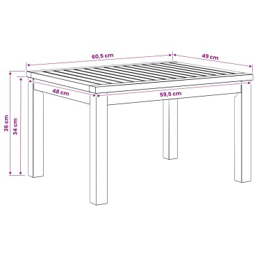 vidaXL Τραπεζάκι σαλονιού Φυσικό 49x60,5x36cm Στερεό Ξύλο Ακακίας 1 τεμ.