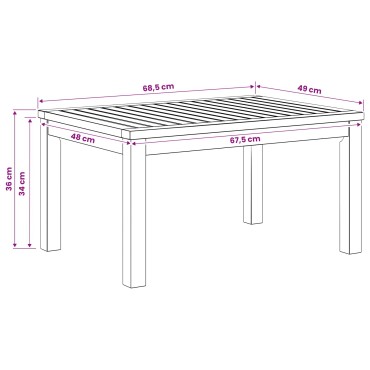 vidaXL Τραπεζάκι σαλονιού Φυσικό 49x68,5x36cm Στερεό Ξύλο Ακακίας 1 τεμ.