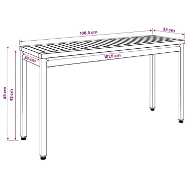vidaXL Παγκάκι κήπου 108,5x35x45cm Στερεό Ξύλο Ακακίας Ορθογώνιος 1 τεμ.
