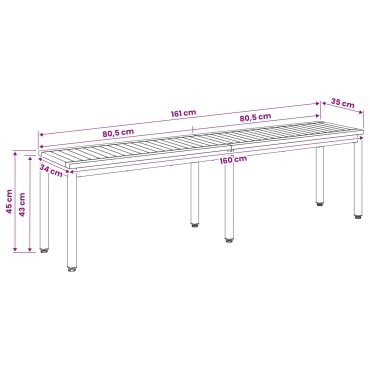 vidaXL Παγκάκι κήπου 161x35x45cm Στερεό Ξύλο Ακακίας Ορθογώνιος 1 τεμ.