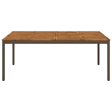 vidaXL Τραπέζι δείπνου κήπου Φυσικό και Καφέ 196x100,5x75 εκ 1 τεμ.
