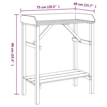 vidaXL Τραπέζι φύτευσης Καφέ 75 x 40 x 90 εκ. Στερεά ξυλεία πεύκου