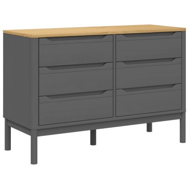 vidaXL Συρταριέρα FLORO Γκρι από Μασίφ Ξύλο Πεύκου 111x43x73,5cm 1 τεμ.