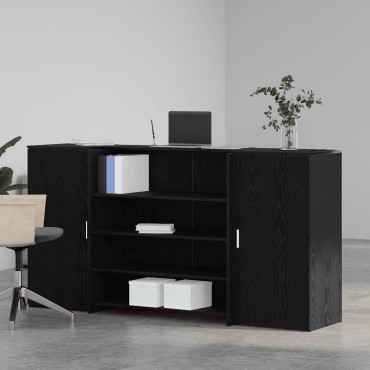 vidaXL Γραφείο Υποδοχής Μαύρη Δρυς 200x50x103,5cm από Τεχνητό Ξύλο 1 τεμ.