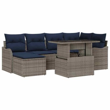 vidaXL Σετ Καναπέ Κήπου 7 τεμ. Γκρι Πολυ ράταν 100x55x73cm