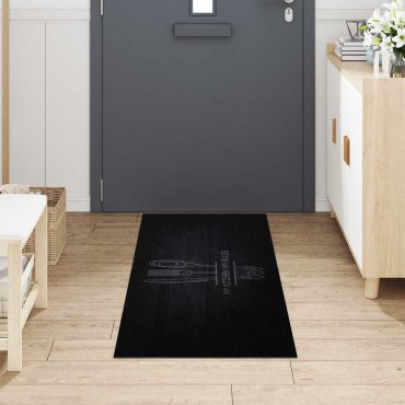 vidaXL Χαλί Κουζίνας Μαύρο 180 x 60 cm 100% Πολυαμίδιο Πλένεται