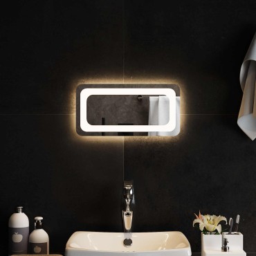 vidaXL Καθρέφτης μπάνιου LED Διαφανές 40 x 20 cm σκληρυμένο γυαλί