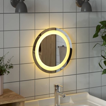 vidaXL Καθρέφτης μπάνιου LED Διαφανές Ø 30 cm σκληρυμένο γυαλί