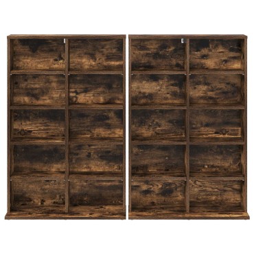 vidaXL Ντουλάπα CD 2 τεμ. Καπνισμένο Ξύλο Δρυός 65x23,5x97,5cm