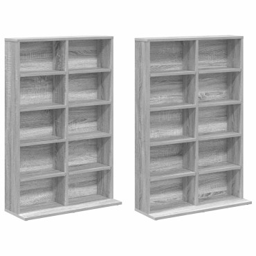 vidaXL Ντουλάπα CD 2 τεμ. Γκρι Sonoma 65x23,5x97,5cm
