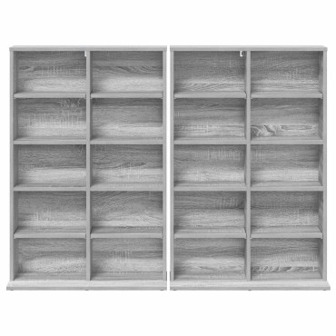 vidaXL Ντουλάπα CD 2 τεμ. Γκρι Sonoma 65x23,5x97,5cm