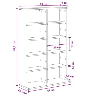 vidaXL Ντουλάπα CD Παλαιωμένο ξύλο 65x23,5x97,5cm