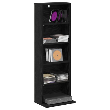 vidaXL Ντουλάπα CD Μαύρη Δρυς 33x23,5x97,5cm Επεξεργασμένο Ξύλο