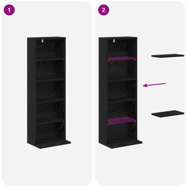 vidaXL Ντουλάπα CD Μαύρη Δρυς 33x23,5x97,5cm Επεξεργασμένο Ξύλο