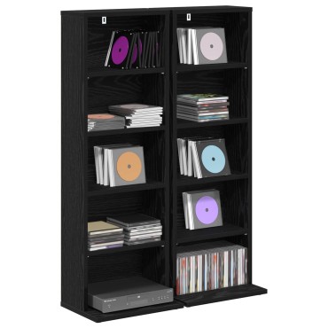 vidaXL Ντουλάπα CD 2 τεμ. Μαύρη Δρυς 33x23,5x97,5cm