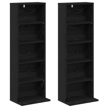 vidaXL Ντουλάπα CD 2 τεμ. Μαύρη Δρυς 33x23,5x97,5cm