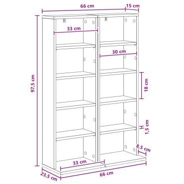 vidaXL Ντουλάπα CD 2 τεμ. Γκρι Σκυροδέματος 33x23,5x97,5cm