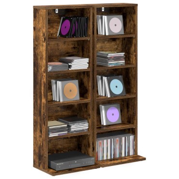 vidaXL Ντουλάπα CD 2 τεμ. Καπνισμένο Ξύλο Δρυός 33x23,5x97,5cm