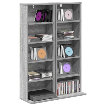 vidaXL Ντουλάπα CD 2 τεμ. Γκρι Sonoma 33x23,5x97,5cm