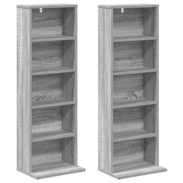 vidaXL Ντουλάπα CD 2 τεμ. Γκρι Sonoma 33x23,5x97,5cm