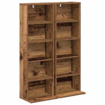 vidaXL Ντουλάπα CD 2 τεμ. Παλαιωμένο ξύλο 33x23,5x97,5cm