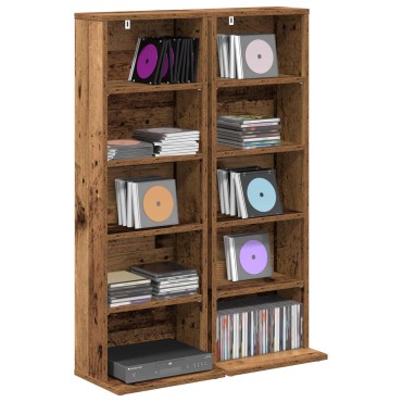 vidaXL Ντουλάπα CD 2 τεμ. Παλαιωμένο ξύλο 33x23,5x97,5cm