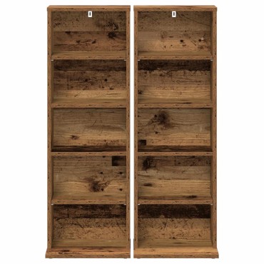 vidaXL Ντουλάπα CD 2 τεμ. Παλαιωμένο ξύλο 33x23,5x97,5cm