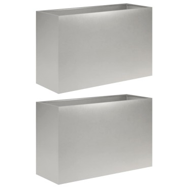 vidaXL Γλάστρα Κήπου 2 τμχ. Ασημί 80 x 30 x 40 εκ Ανοξείδωτο Ατσάλι