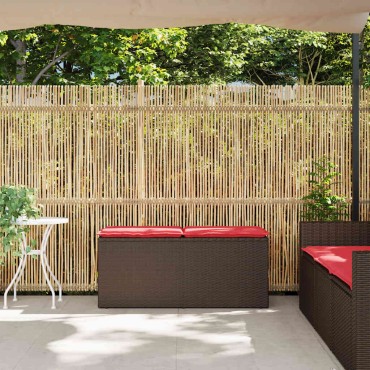 vidaXL Πάγκος κήπου με μαξιλάρι καφέ 110x40x44cm Poly Rattan