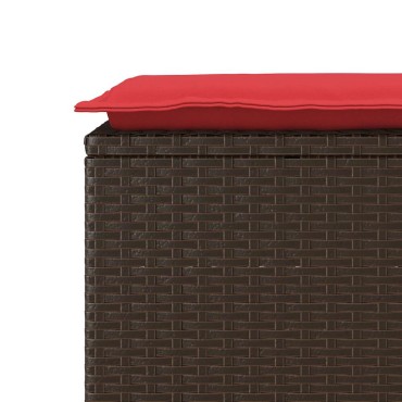 vidaXL Πάγκος κήπου με μαξιλάρι καφέ 110x40x44cm Poly Rattan