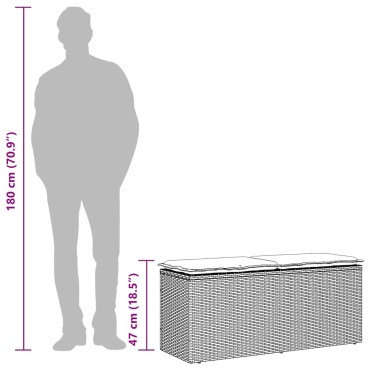 vidaXL Πάγκος κήπου με μαξιλάρι καφέ 110x40x44cm Poly Rattan